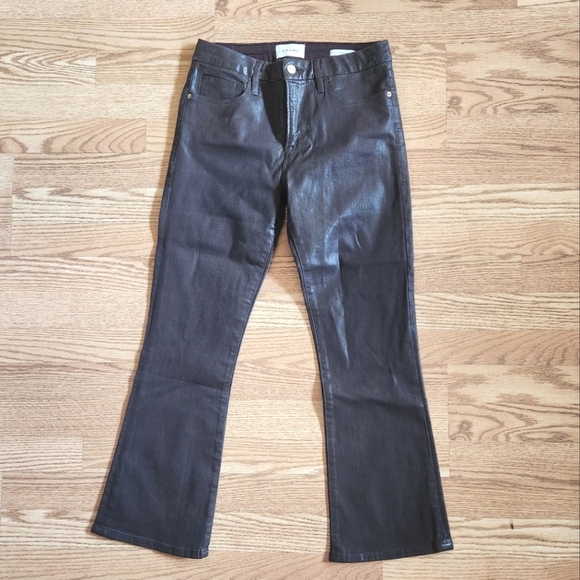 NWT Frame Le Crop Mini Boot Jean, Mid-Rise in Mahogany, Size 28 - Picture 1 of 11
